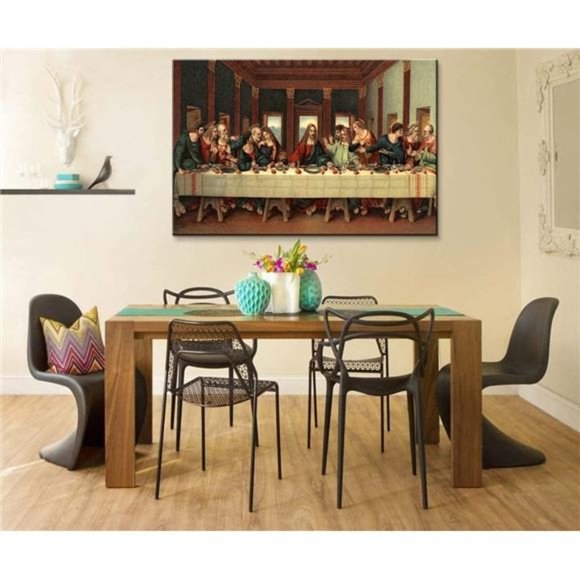 Last Supper Wall Decor Jesus Pictures Leonardo Da Vinci Poster(24''Hx36''W) - Picture 5 of 6